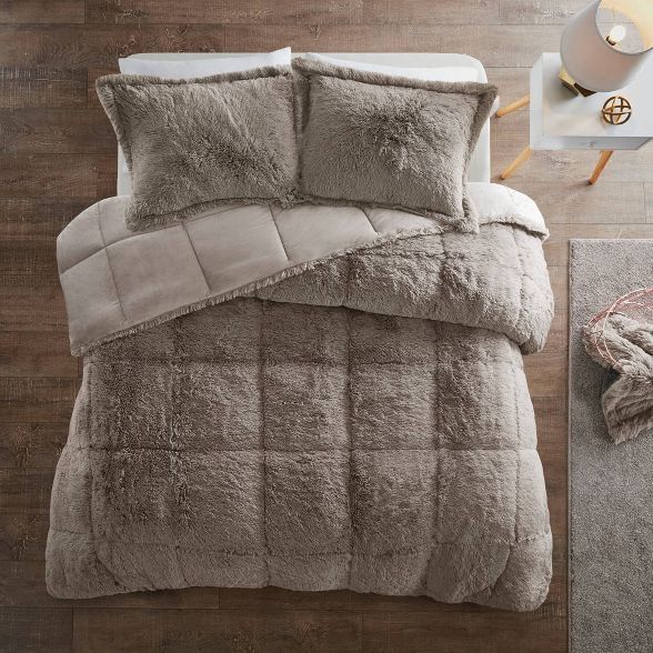 Leena Shaggy Long Faux Fur Comforter Mini Set | Target