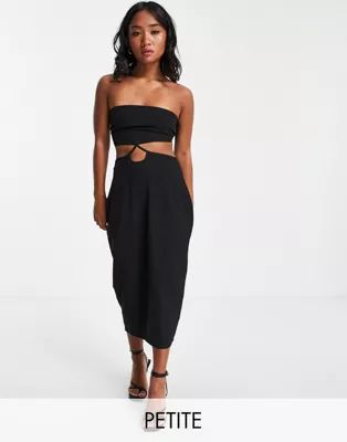 Vesper Petite body-conscious cut out bandeau dress in black | ASOS (Global)