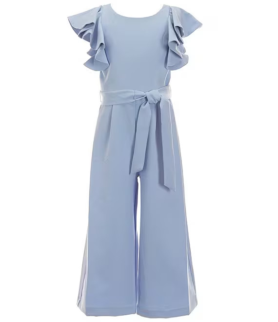 Big Girls 7-16 Tie Front Tiered Ruffle Sleeve Jumpsuit | Dillard's