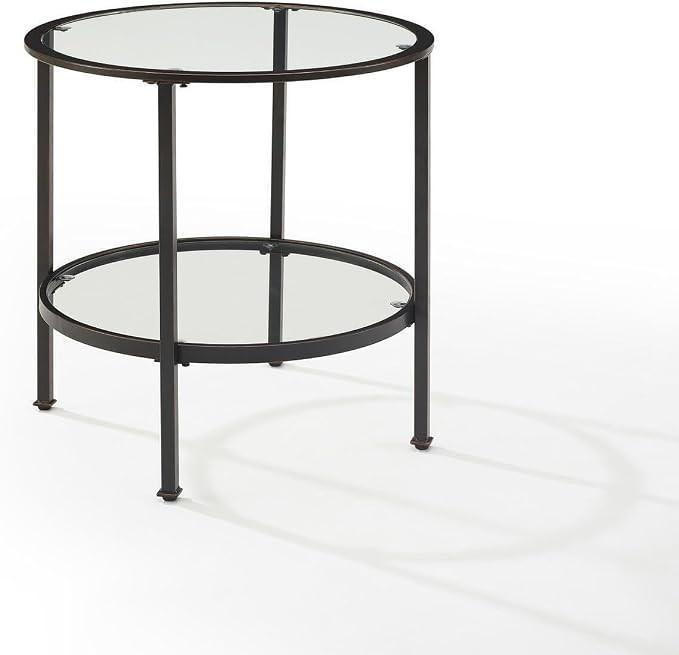 HomeStock Island Oasis Round End Table, Tempered Glass, Portable, Leg Base - 24"D x 24"W x 24.13"... | Amazon (US)