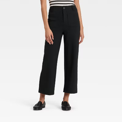 Women's High-Rise Cropped Pants - A New Day™ Black 0 | Target