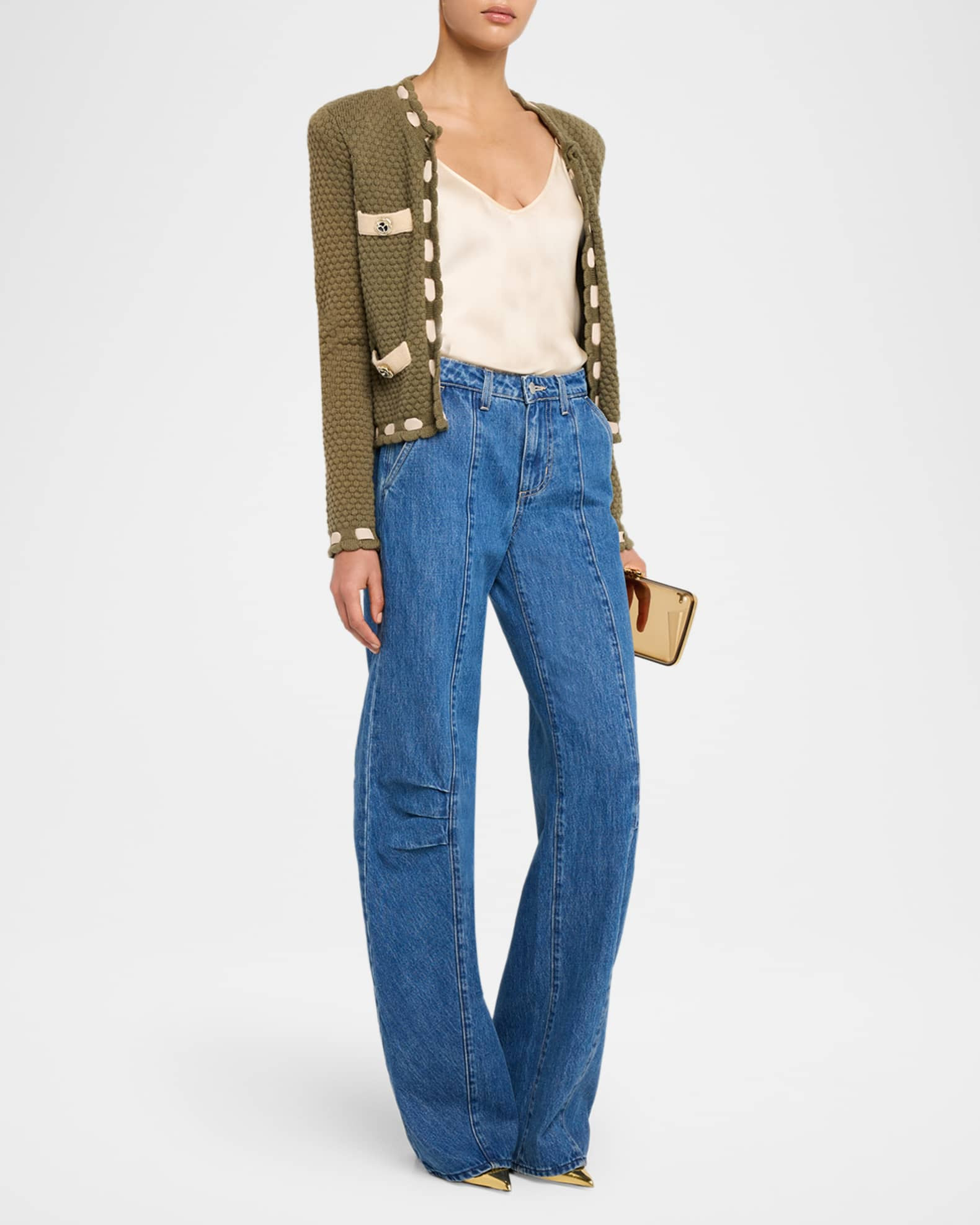 L'Agence Astor Contrast Trim Cardigan | Neiman Marcus