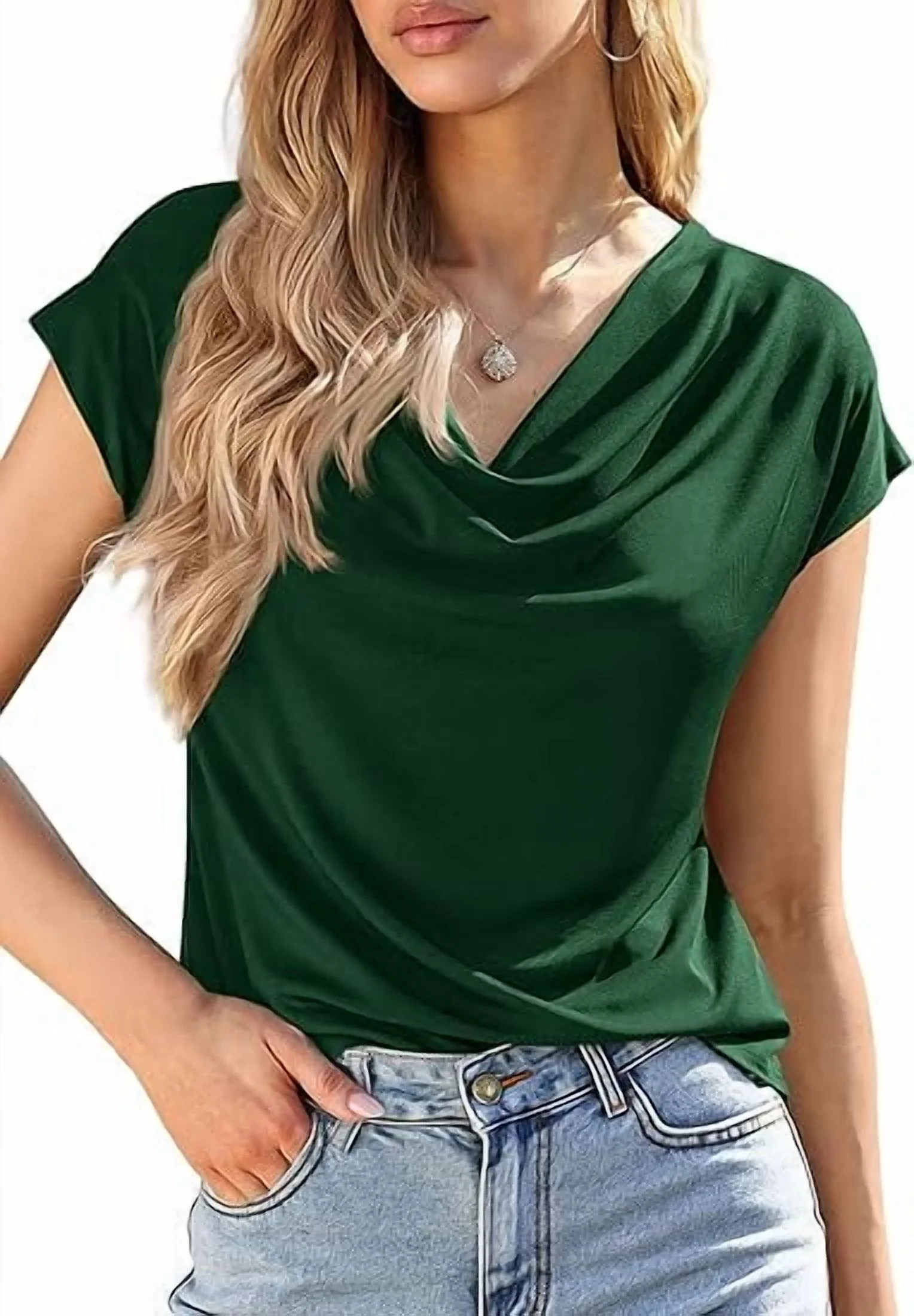 PRETTYGARDEN Blouses for Women Dressy Casual Summer Cowl Neck Short Sleeve Tops Spring Work Offic... | Walmart (US)