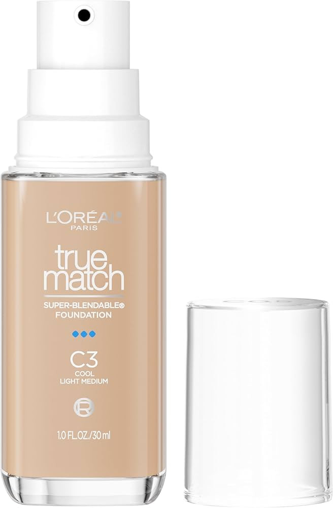 L'Oreal Paris True Match Super-Blendable Foundation, Medium Coverage Liquid Foundation Makeup, C3... | Amazon (US)