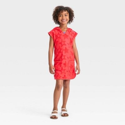 Girls' Solid Terry Hooded Cover Up Top - Cat & Jack™ Red | Target