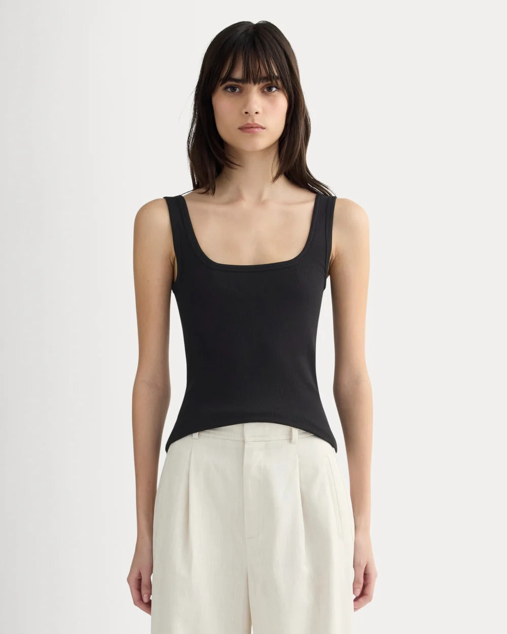 The Luxe Rib Square-Neck Tank | Black | Everlane