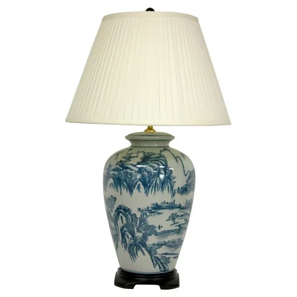 Oriental Furniture 29" Blue and White Chinese Landscape Lamp, decorative item, oriental design, a... | Walmart (US)