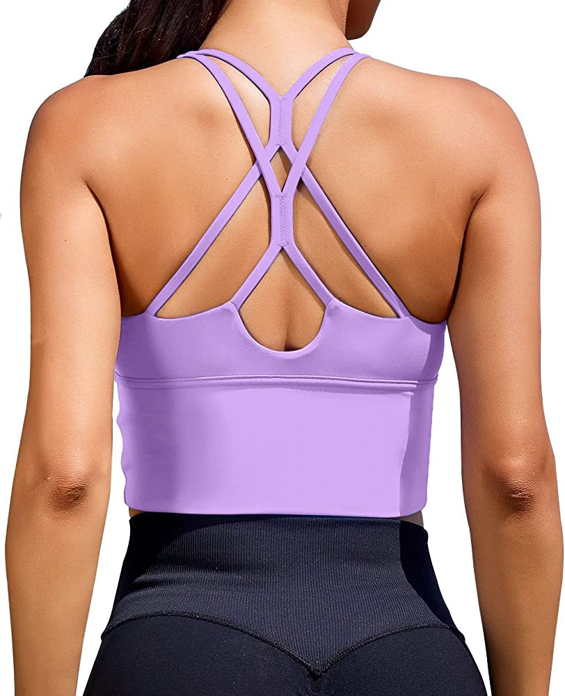 Women Sports Bras Longline Fitness Crop Tops Tank Gym Camisole Yoga Workout Running Shirts | Amazon (US)