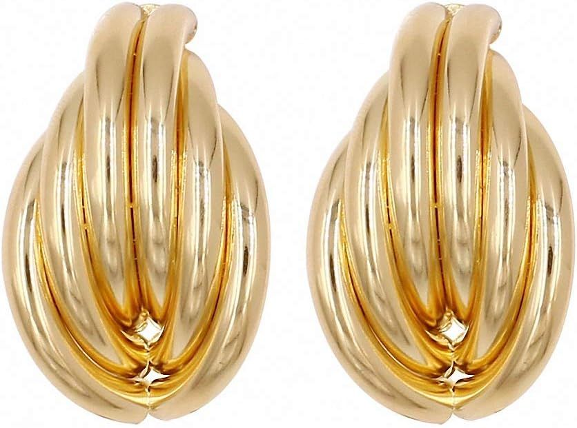Gold Metal Earrings Trendy Bohemian Geometric Stud Earrings Women Jewelry | Amazon (US)