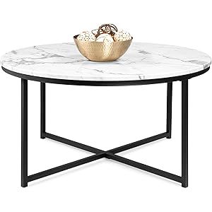 Nathan James Piper Faux White Marble Round Modern Living Accent Side or Coffee, Sofa Center Table... | Amazon (US)