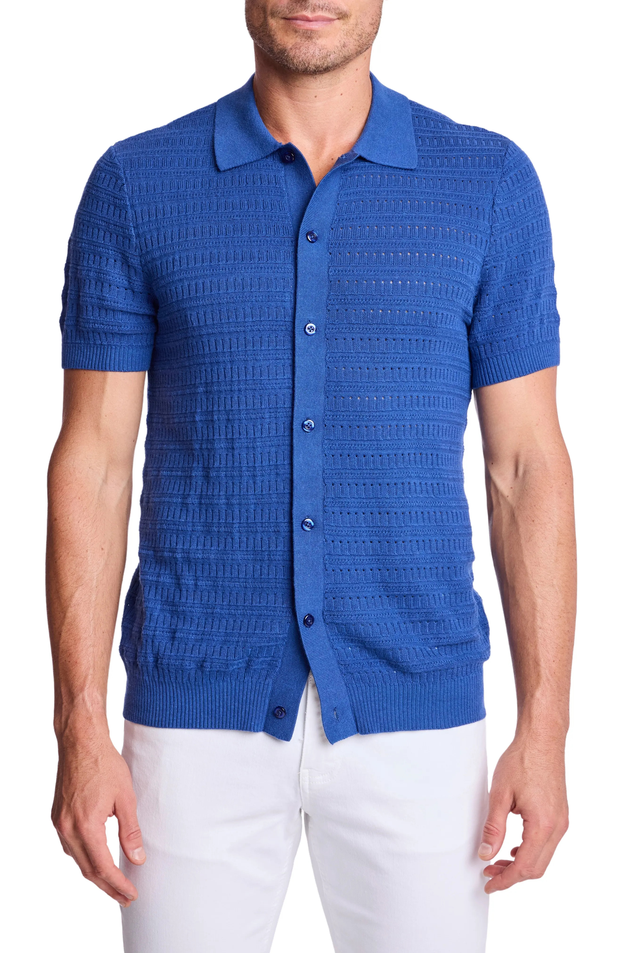 Trim Fit Geometric Knit Button-Up Polo (Men) | Nordstromrack | Nordstrom Rack