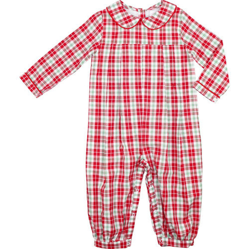 Red And Green Plaid Long Romper | Cecil and Lou