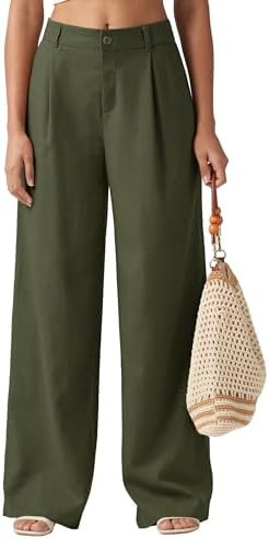Willit Women's Linen Pants Wide Leg Work Dress Pants Casual Slacks Business Pants with Pockets | Amazon (US)
