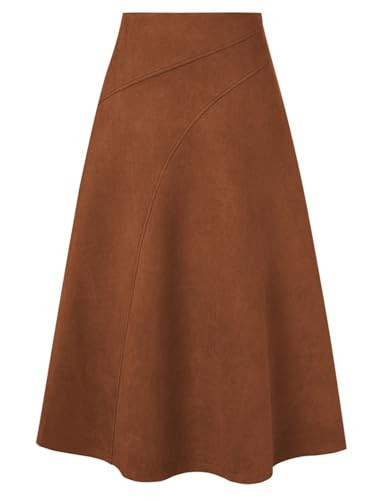 2026 Women's Suede Skirts, High Waist A-Line Skirt, Fall Winter Midi Skirt | Amazon (US)