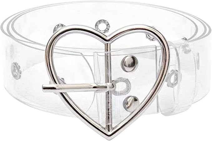 YYHJM Heart Buckle Clear PVC Belt Fashion for Women and Girls | Amazon (US)