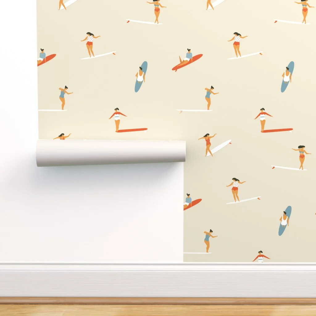 Peel-and-Stick Removable Wallpaper Surfing Beige Tropical Ocean Sea Modern Home | Walmart (US)