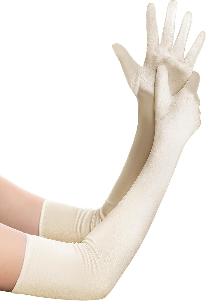 BABEYOND Long Opera Party 1920s Satin Tea Party Gloves Costume Stretchy Adult Size Elbow Length | Amazon (US)