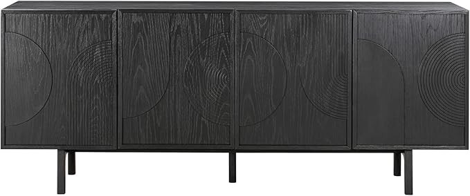 Armen Living Holland Modern 4 Door Sideboard Buffet Cabinet, Black Brushed Oak Wood | Amazon (US)