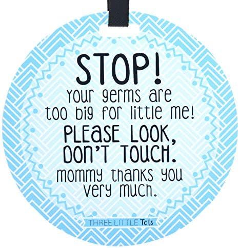 THREE LITTLE TOTS – Blue Stop Please Look Don't Touch Baby Car Seat Sign or Stroller Tag - CPSI... | Amazon (US)