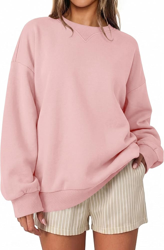 ANRABESS Women Oversized Crew Neck Fleece Fall Sweatshirts | Amazon (US)