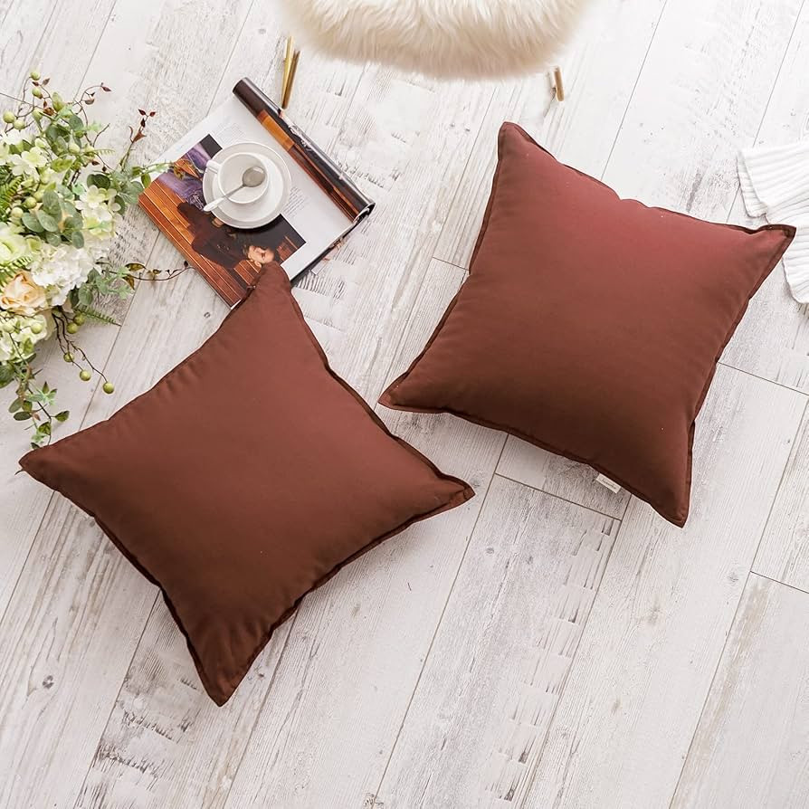 Jeanerlor Pack of 2 24 x 24 Inch Cotton Linen Soft Soild Decorative Square Throw Pillow Covers Gr... | Amazon (US)