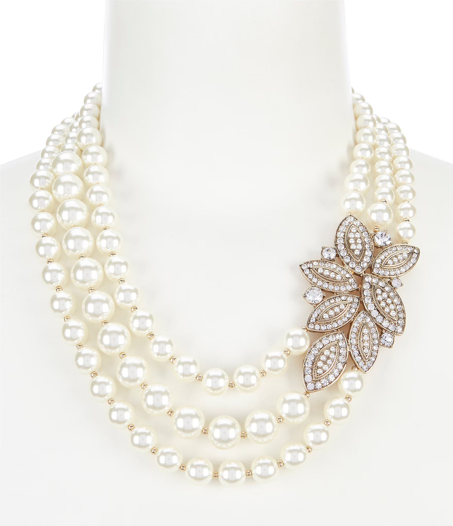 Blanc Crystal and Pearl Statement Necklace | Dillard's