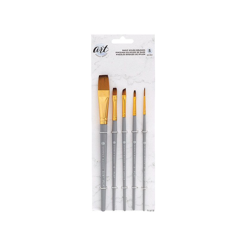 American Crafts™ Nylon Paint Brushes - 5 Pc. | Oriental Trading Company