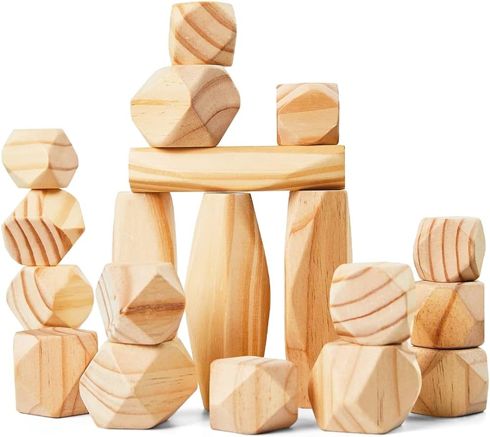 Panda Brothers Wooden Balancing Stones - Montessori Toys for 3 4 5 Year Old Kids and Toddlers Lea... | Amazon (US)