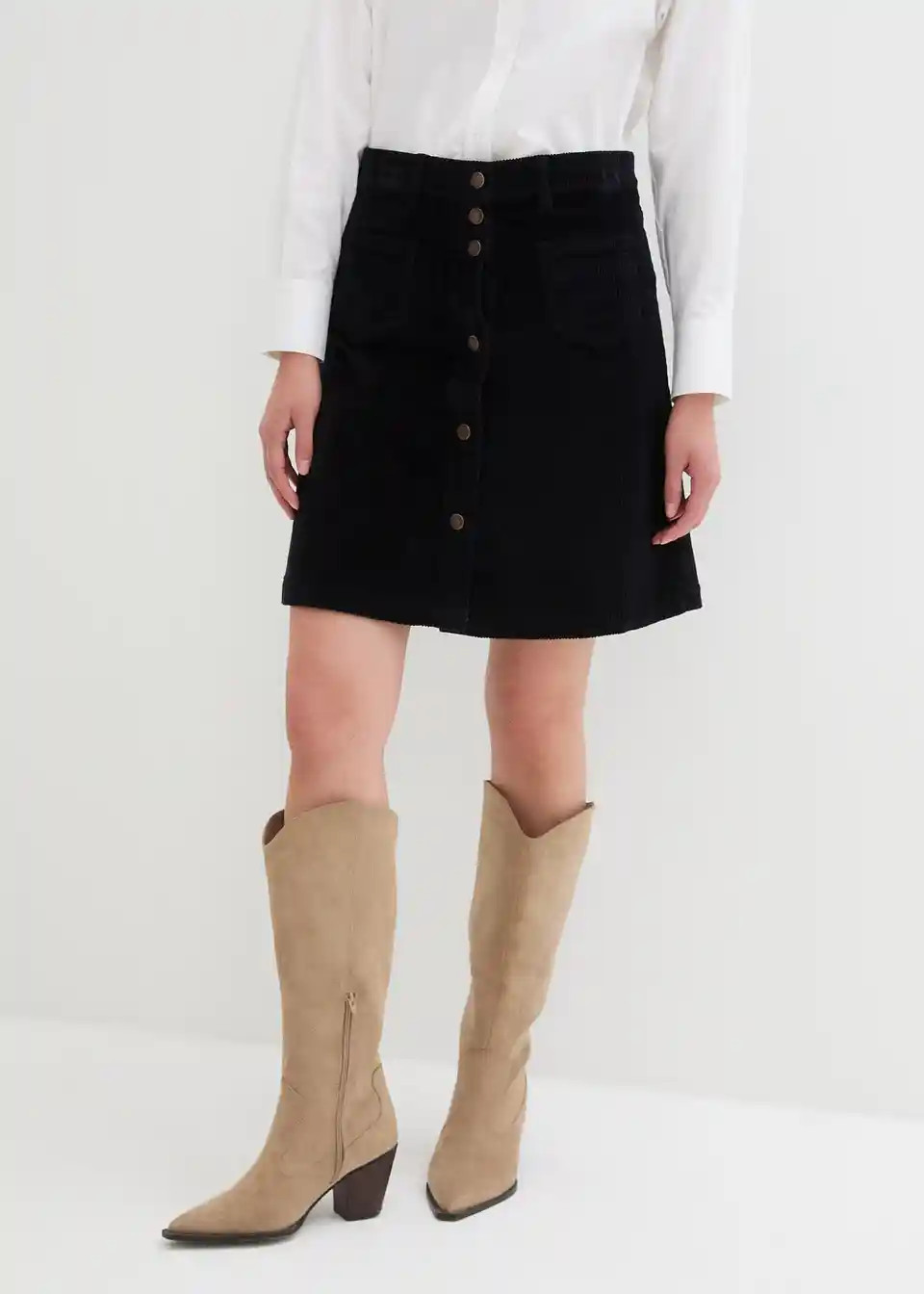 Stretch-Cordrock mit Knopfleiste | Bonprix DE