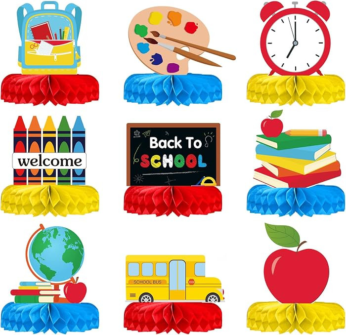 Faccito 9 Pieces Back to School Table Centerpieces First Day of School Honeycomb Centerpieces Rea... | Amazon (US)