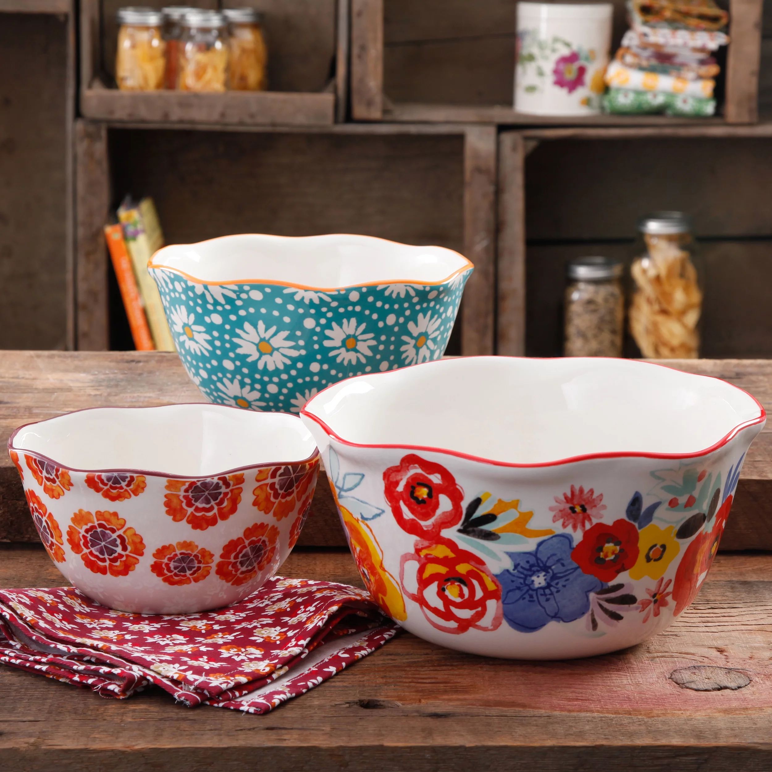 The Pioneer Woman Flea Market 3-Piece Nesting Bowl Set - Walmart.com | Walmart (US)