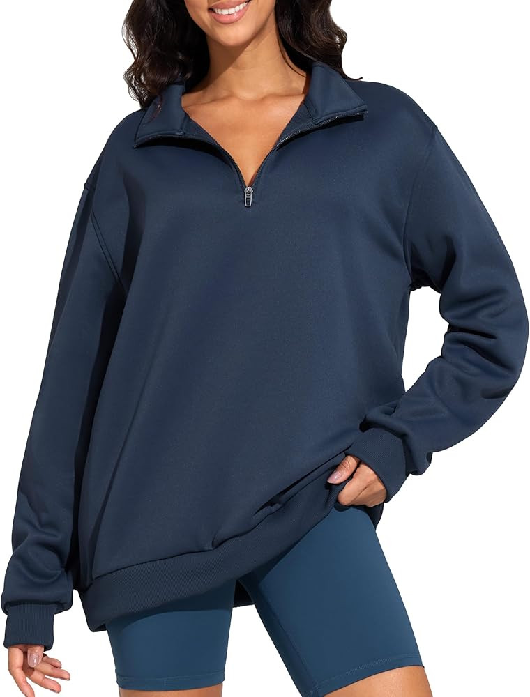 THE GYM PEOPLE Women's Oversized Sweatshirt Half Zip Fleece Pullover Long Sleeve Workout Tops | Amazon (US)