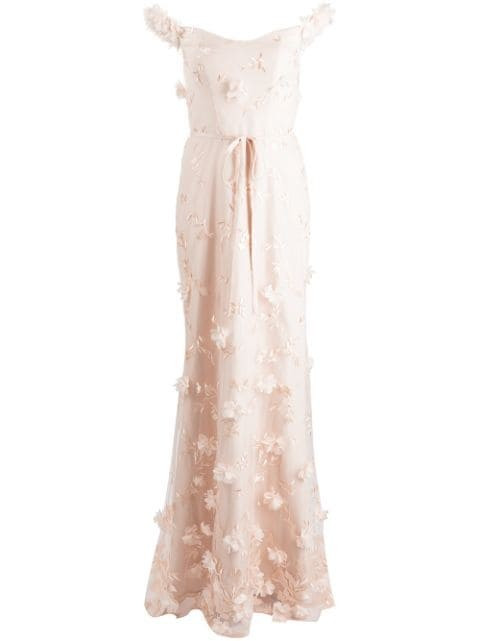 Marchesa Notte Bridesmaids floral-embroidered floor-length Gown - Farfetch | Farfetch Global