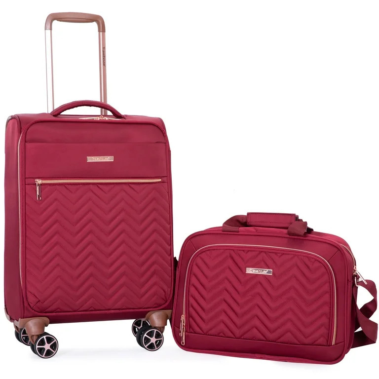 Travelhouse 2 Piece Carry On Luggage Softside Lightweight Suitcase with Spinner Wheels.(Wine Red) | Walmart (US)