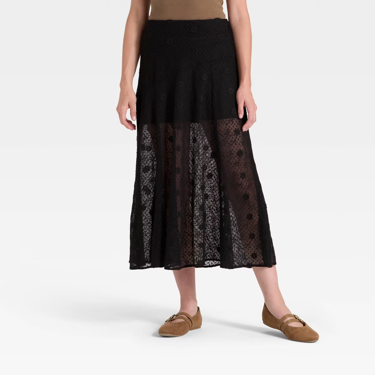 Women's Lace Maxi A-Line Skirt - Universal Thread™ Black XS | Target