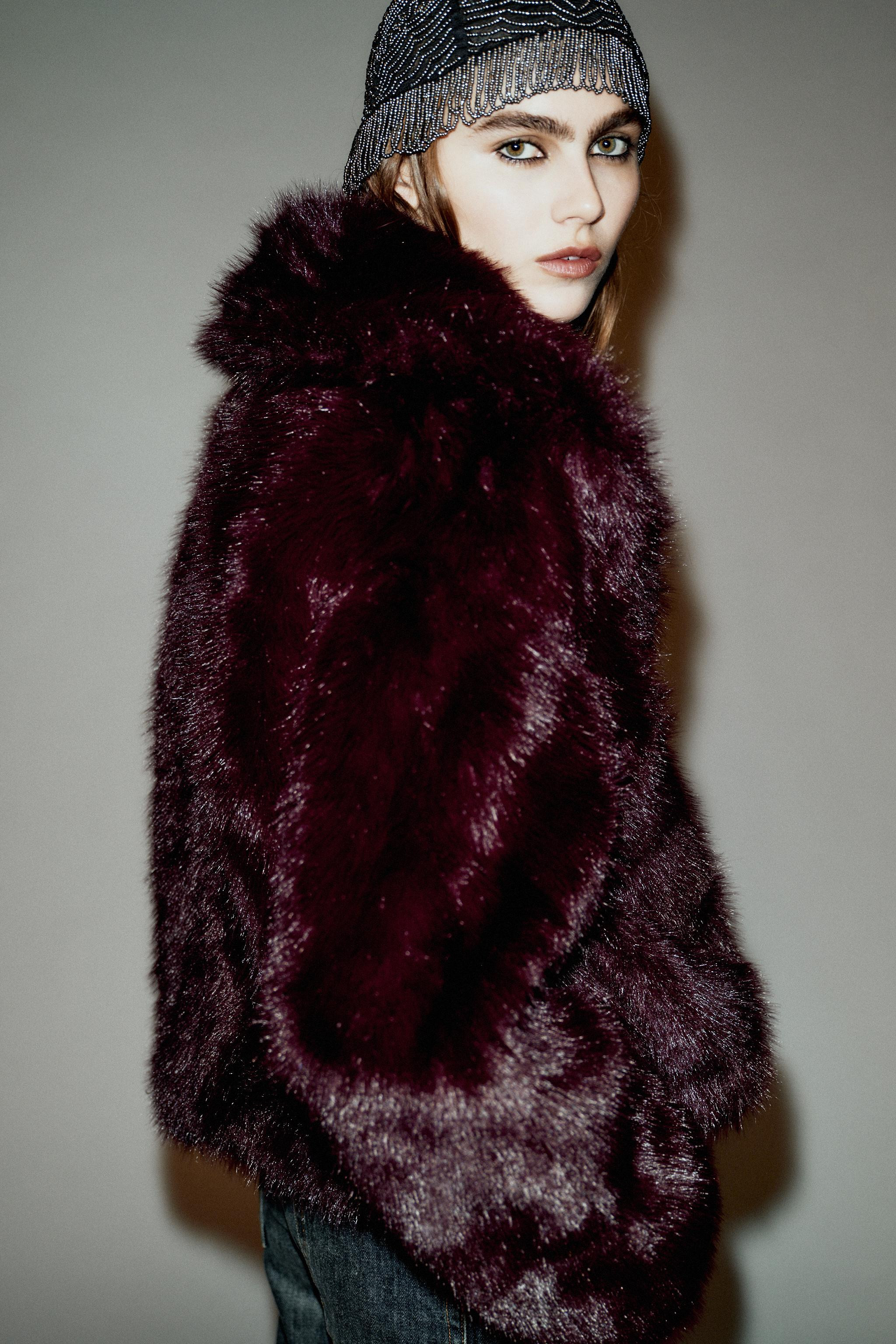 SHORT FAUX FUR COAT WITH FIREMAN CLASPS | Zara US