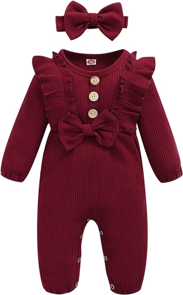 Newborn Baby Girl Clothes Romper Cotton Newborn Outfit for Girls Cute Infant Girl Jumpsuits Clothes | Amazon (US)