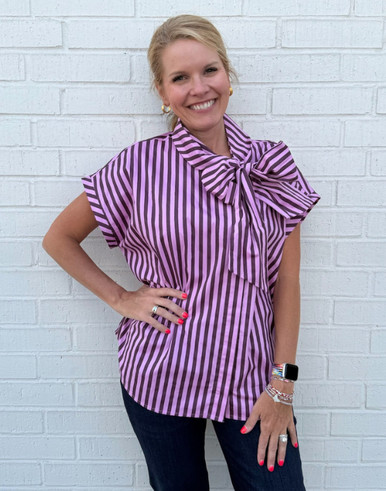 Bowneck Stripe Blouse | Magpies Gifts