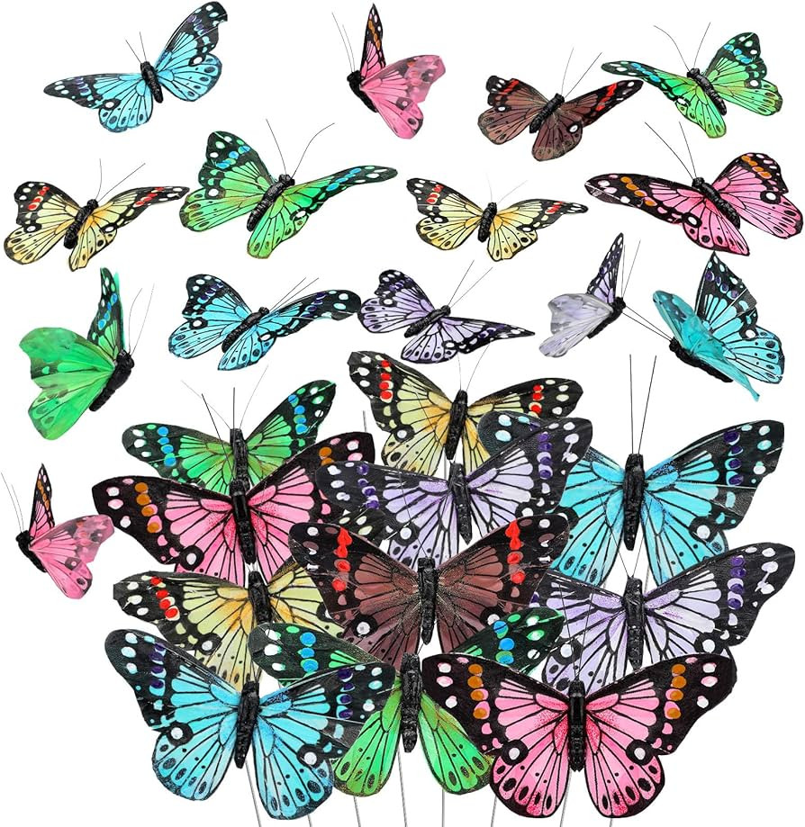 24 Pcs Monarch Butterfly Decorations 4 Size Artificial Monarch Butterfly Feather Butterfly Decor ... | Amazon (US)