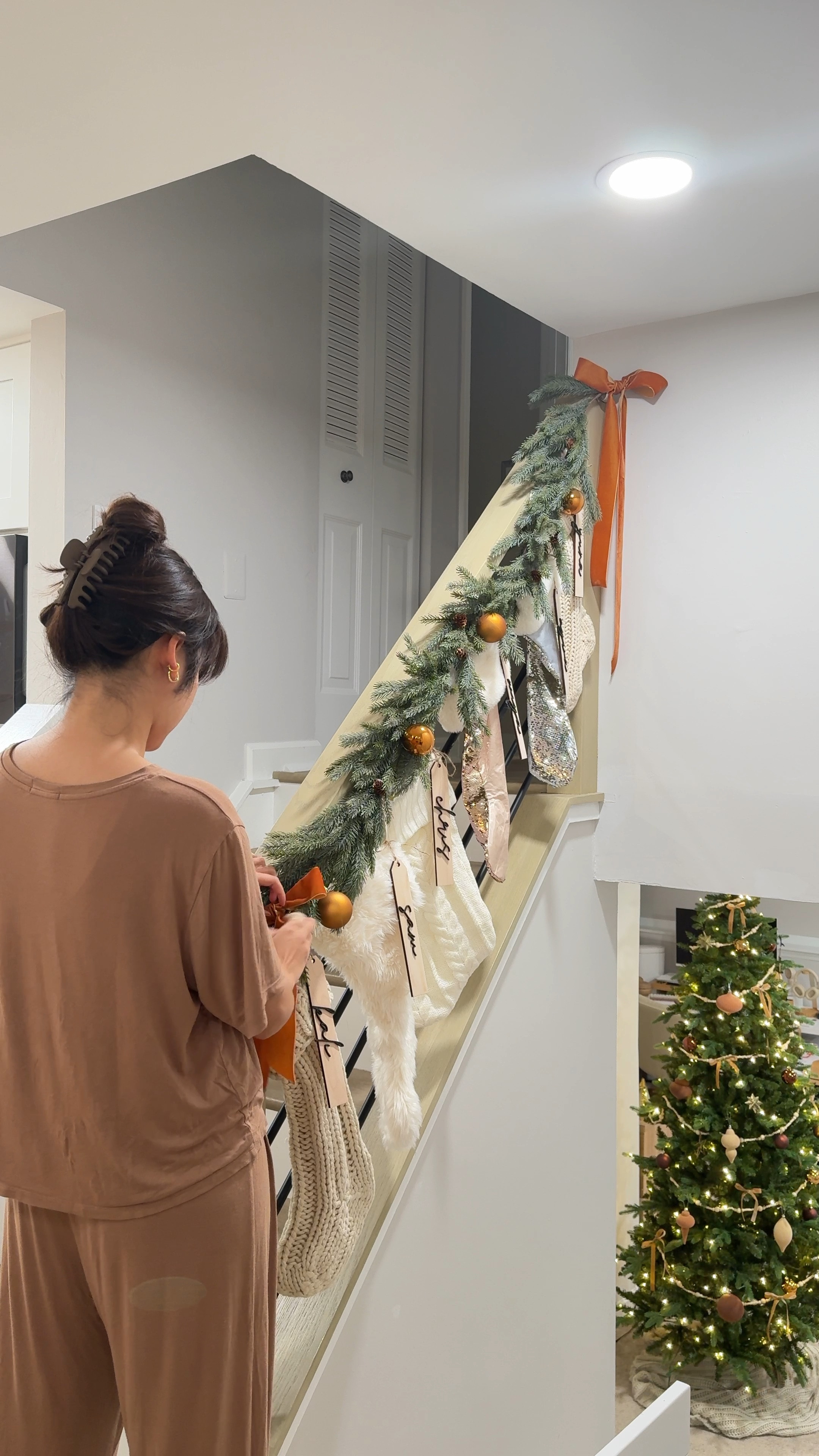 Staircase stocking | stocking holder | target holiday garland | stocking labels | copper christmas | neutral christmas decor 🎄

#LTKhome #LTKSeasonal #LTKHoliday