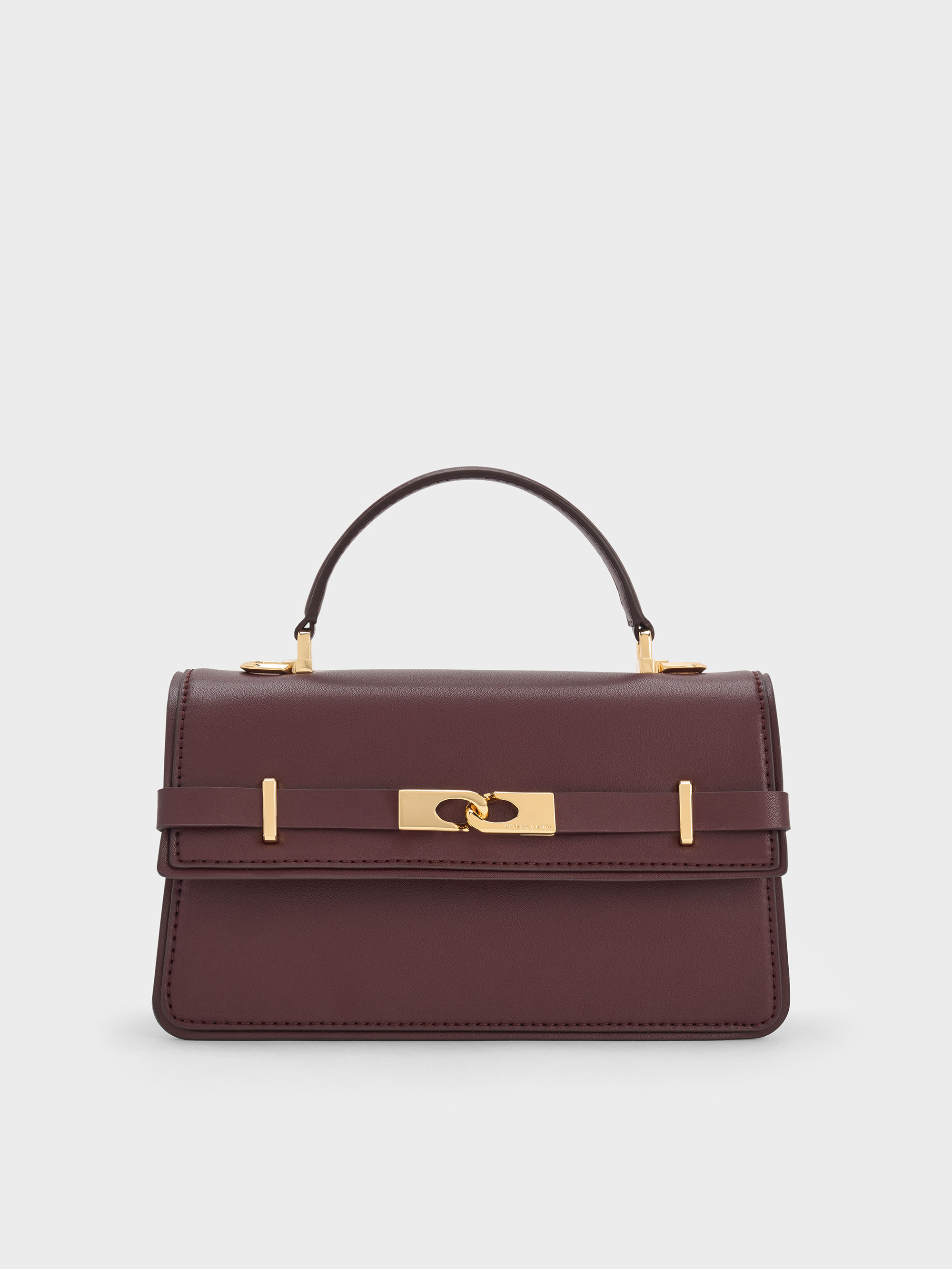 Arlet Belted Top Handle Bag
    
         - Wineberry Red | Charles & Keith UK