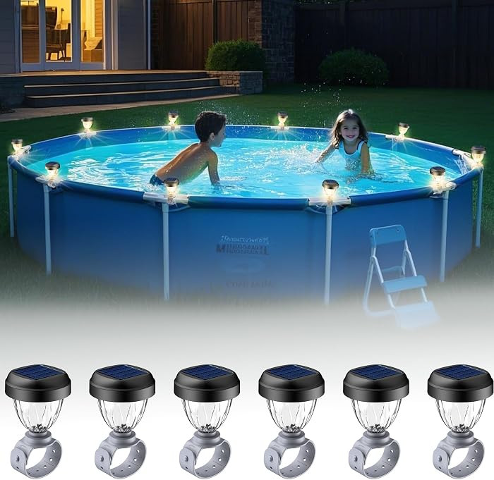 Solar Pool Lights for Above Ground Pools, LED Energy Saving Warm White Light, Waterproof for Fram... | Amazon (US)
