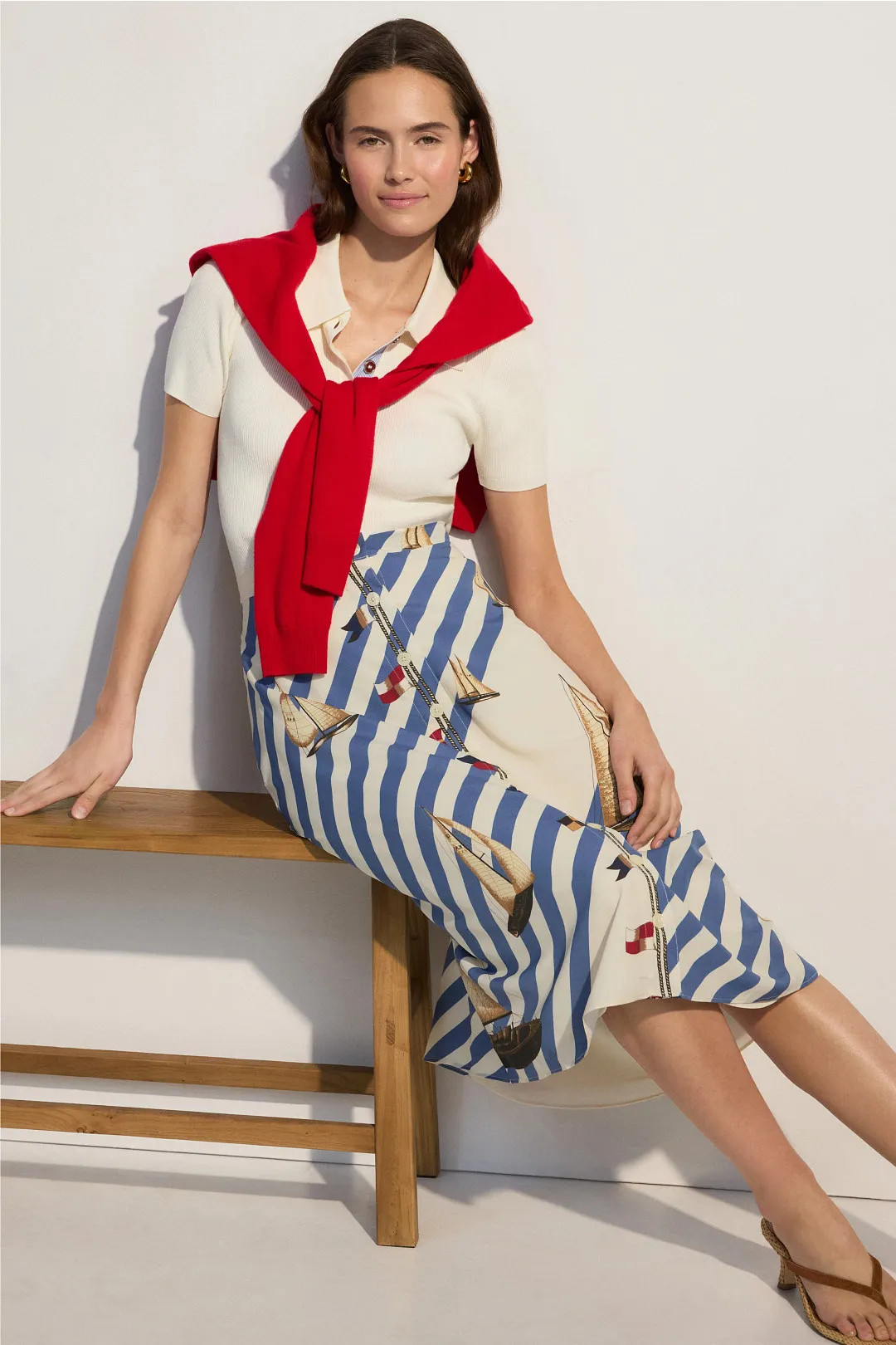 Sailboat Print Midi Skirt | Rent the Runway