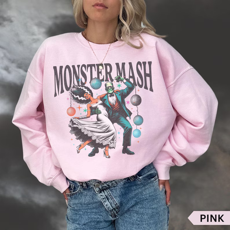 Retro Halloween Monster Mash Sweatshirt, Halloween Aesthetic, Vintage Halloween Sweatshirt, Graph... | Etsy (US)