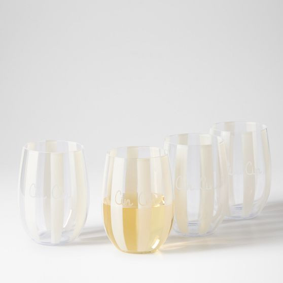 Striped Acrylic Stemless Wine Glasses | Mark and Graham