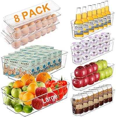 Alpacasso Fridge Organizer Storage Bins Stackable Freezer Kitchen Containers with Handles BPA Cle... | Amazon (US)