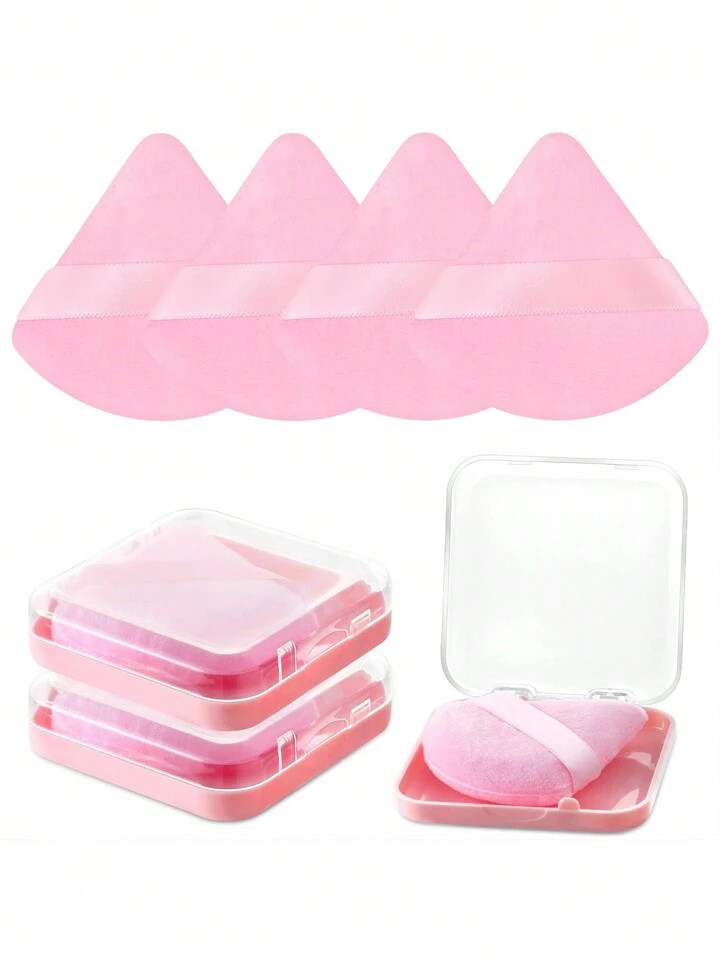 6pcs Powder Puff With Travel Cases Triangle Makeup Puff For Loose Powder Body Powder Setting Powd... | SHEIN