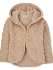 Girls Long Sleeve Sherpa Open Front Hoodie | The Children's Place | The Children's Place