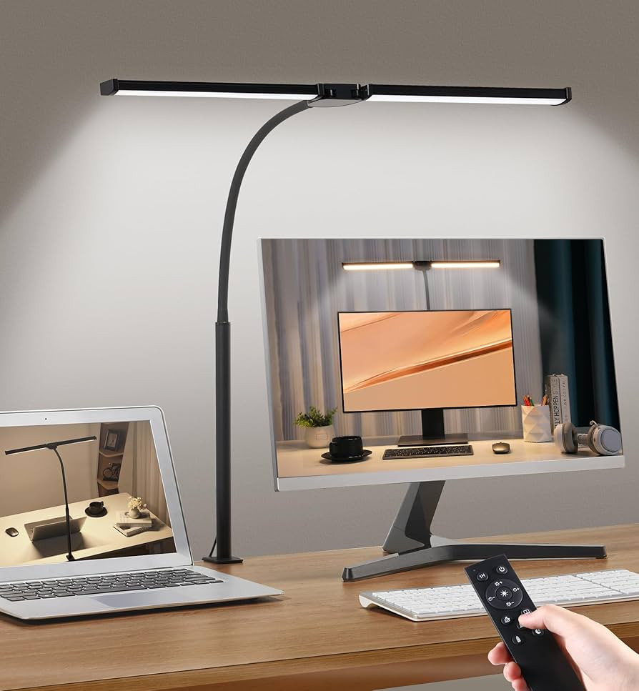 Led Desk Lamp for Home Office, Eye-Care Architect Light with Clamp, Smart Double Head Computer Mo... | Amazon (US)