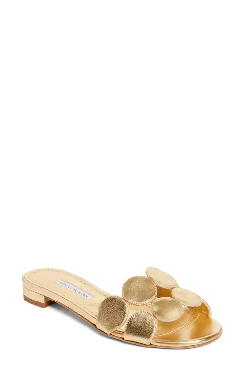 Manolo Blahnik Haribal Slide Sandal in Metallic Gold at Nordstrom, Size 5.5Us | Nordstrom